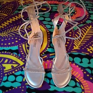 Cape Robbin Shimmering Silver Lace-Up Sandals